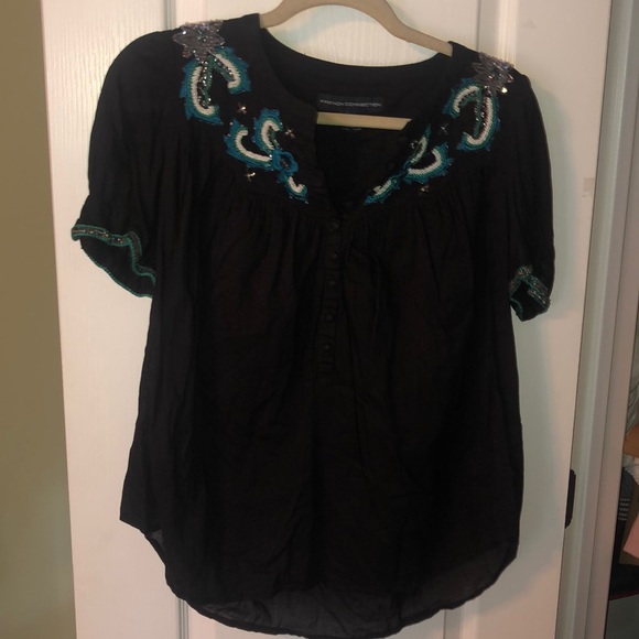 Embroidered & Beaded French Connection Blouse - Picture 6 of 8